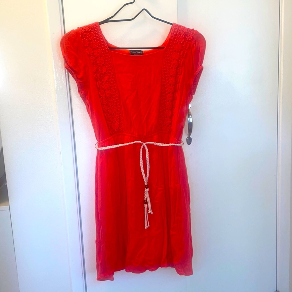- Paper doll orange lace dress capped sleeves size 12
